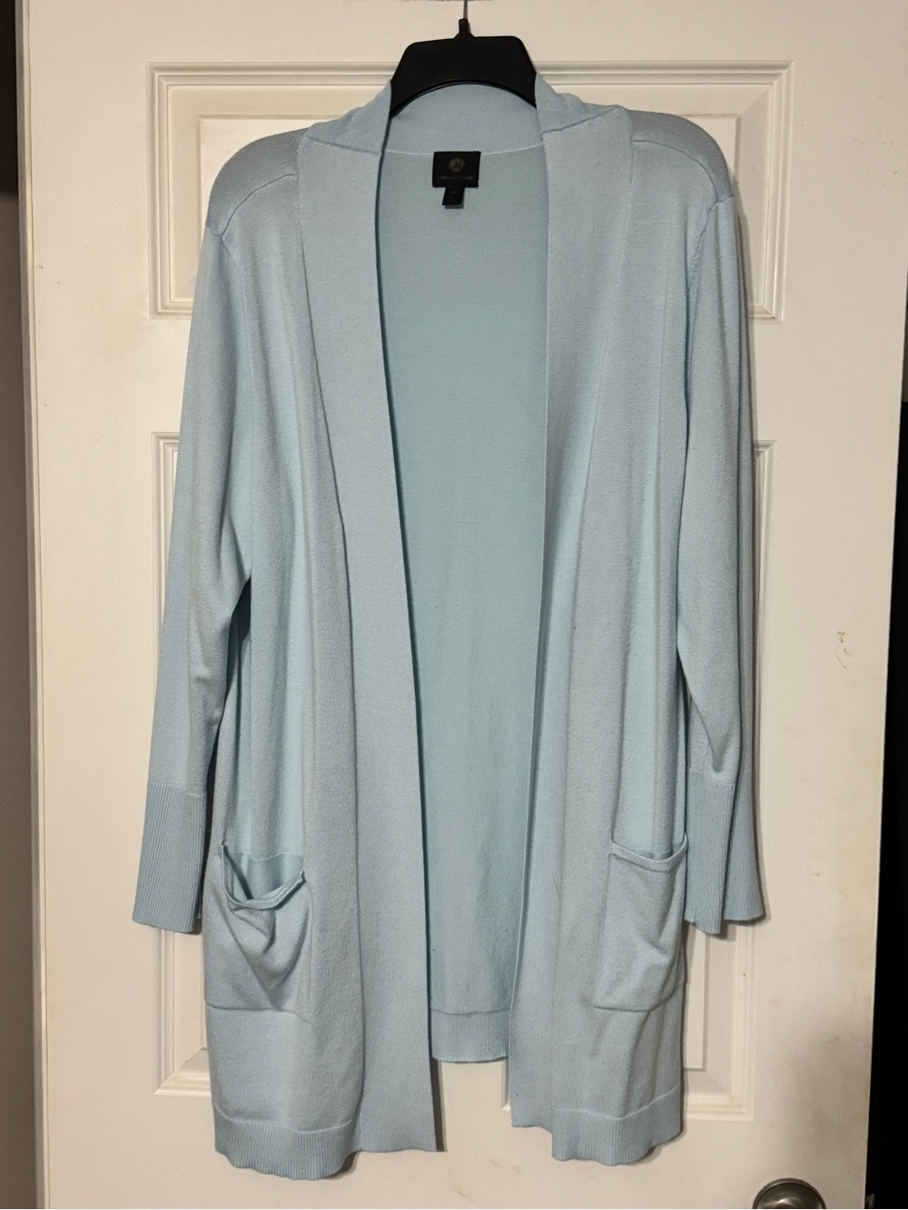 JM Collection Light Blue Open-Front Cardigan with Pockets